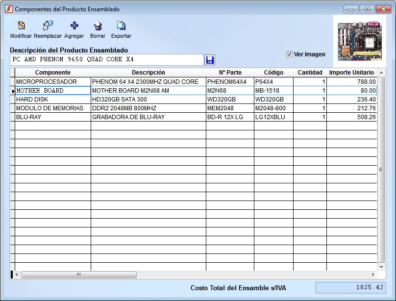 componentes productos ensamblados