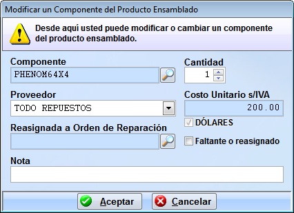 modificar componentes